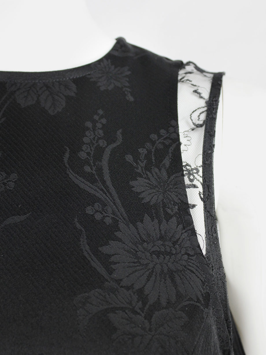 vaniitas vintage Noir Kei Ninomiya black floral brocade dress with lace trims fall 2017 9527