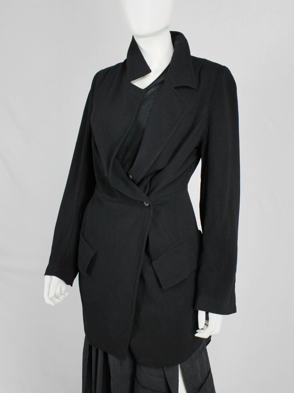 Ann Demeulemeester black asymmetric cutaway blazer pre-1997 (8)