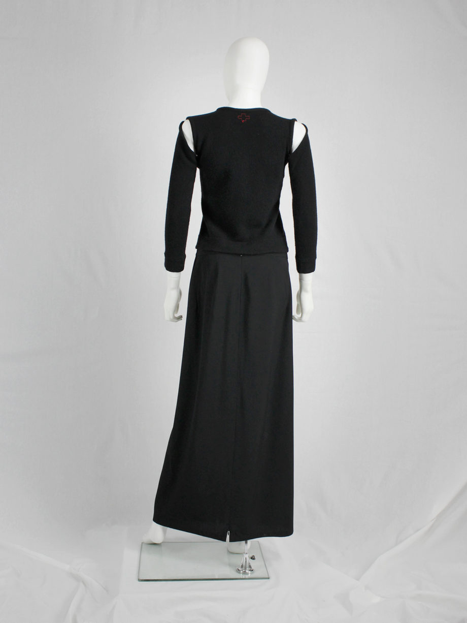 Ann Demeulemeester black maxi skirt with high zipper slit 1990s 90s (2)