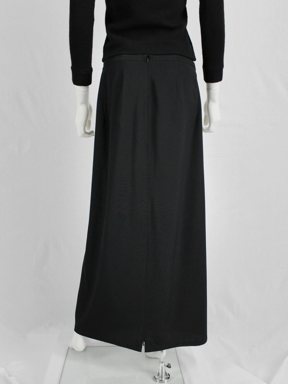 Ann Demeulemeester black maxi skirt with high zipper slit 1990s 90s (3)