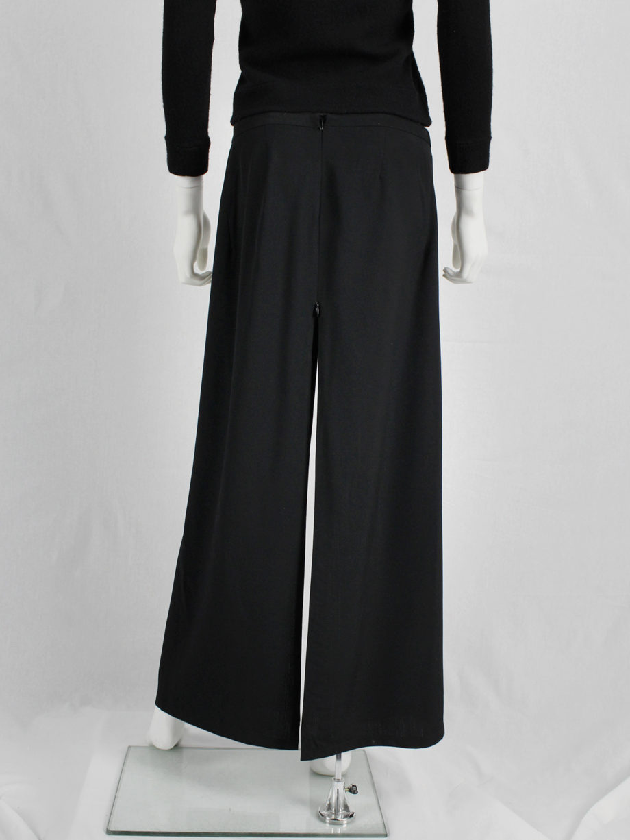 Ann Demeulemeester black maxi skirt with high zipper slit 1990s 90s (5)