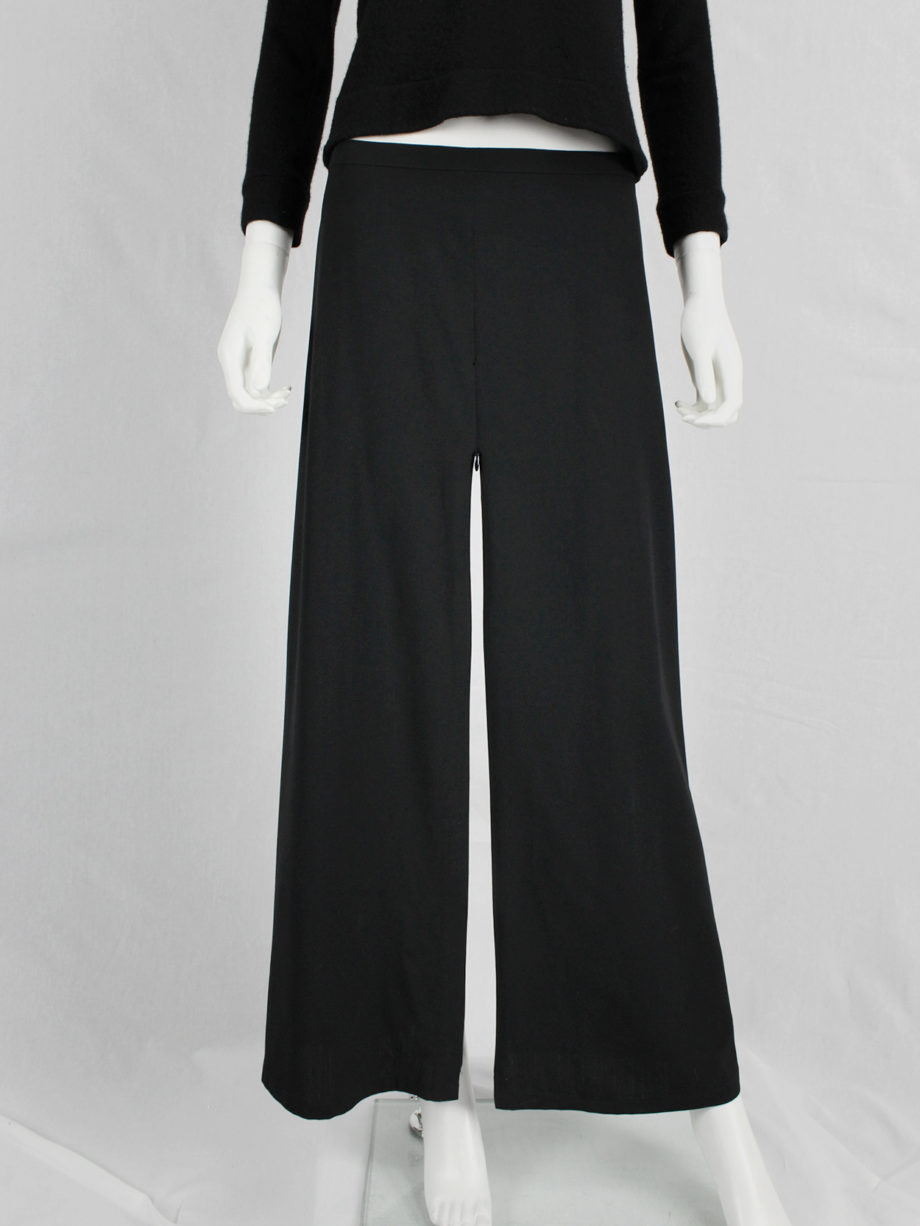 Ann Demeulemeester black maxi skirt with high zipper slit 1990s 90s (6)