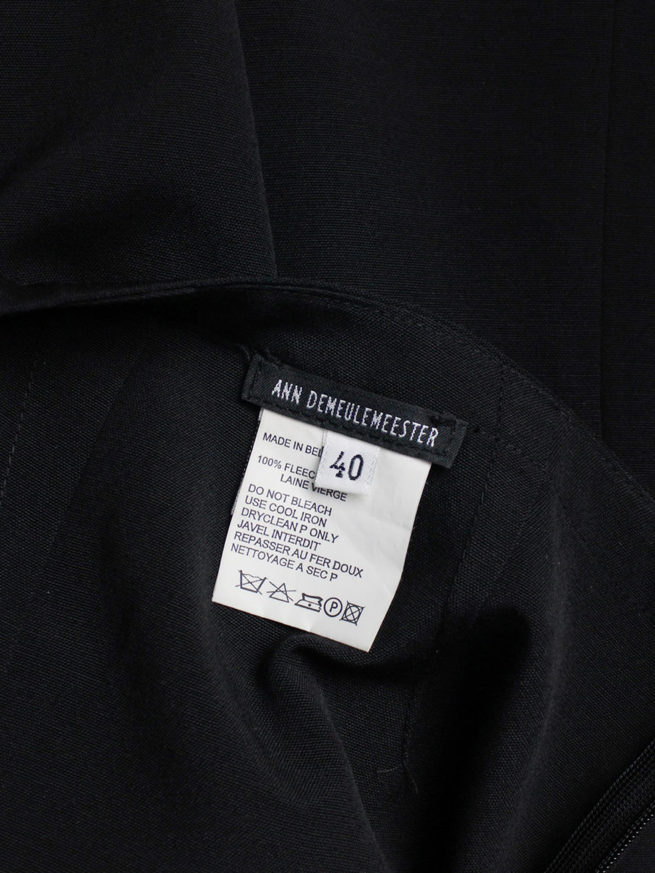 Ann Demeulemeester black maxi skirt with high zipper slit 1990s 90s (9)