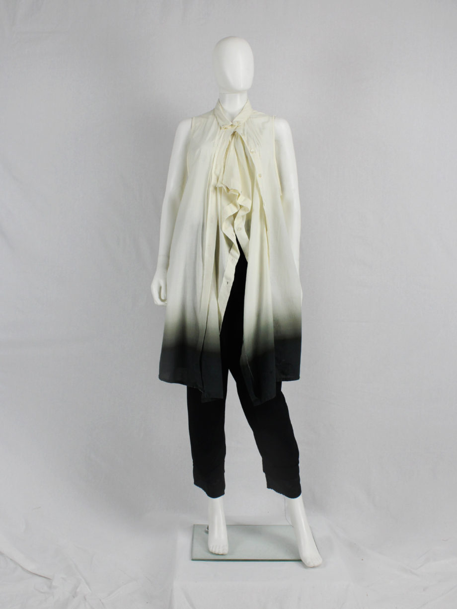 Ann Demeulemeester white and black ombre draped shirtdress with straps spring 2007 (1)