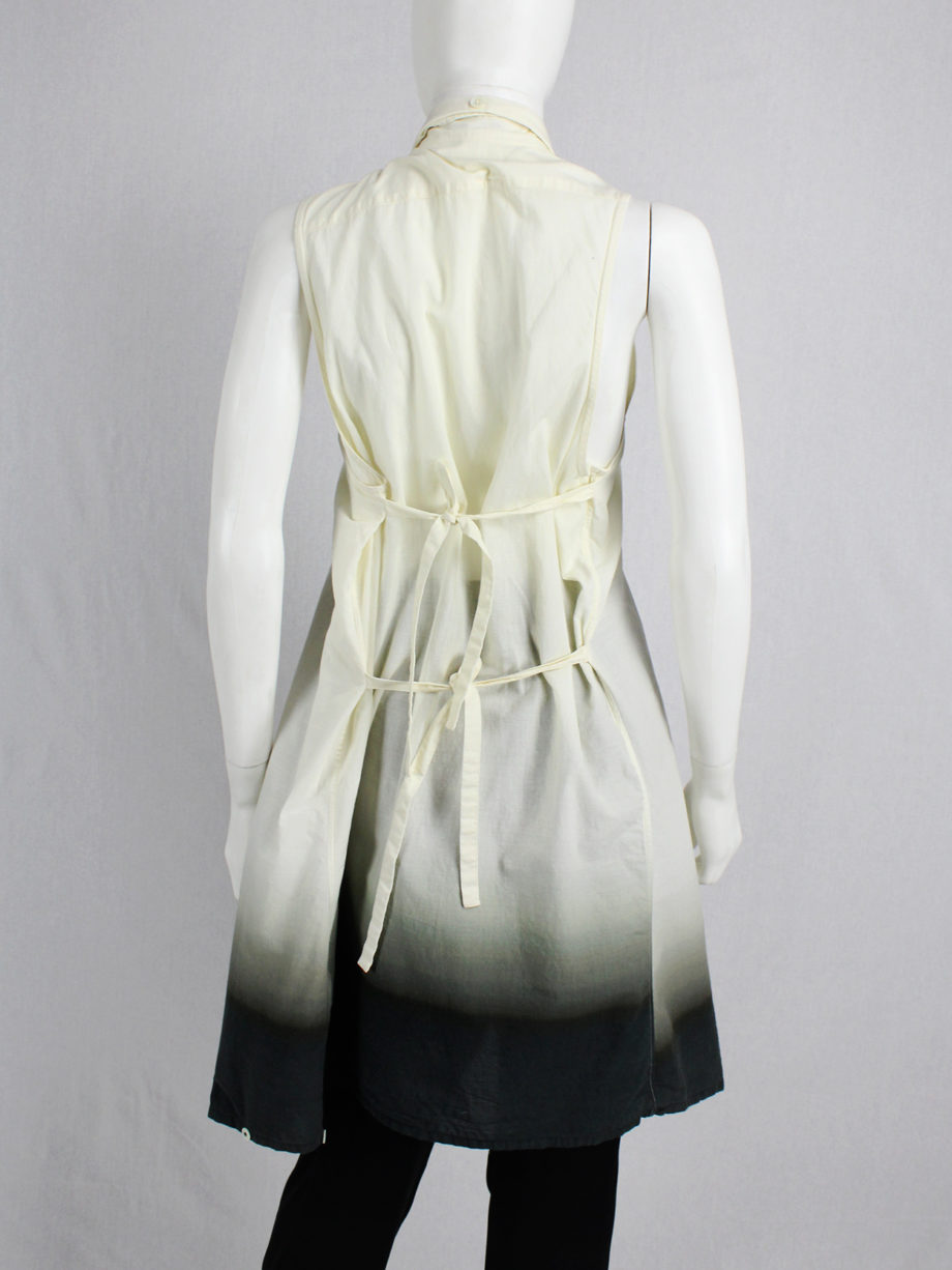 Ann Demeulemeester white and black ombre draped shirtdress with straps spring 2007 (13)