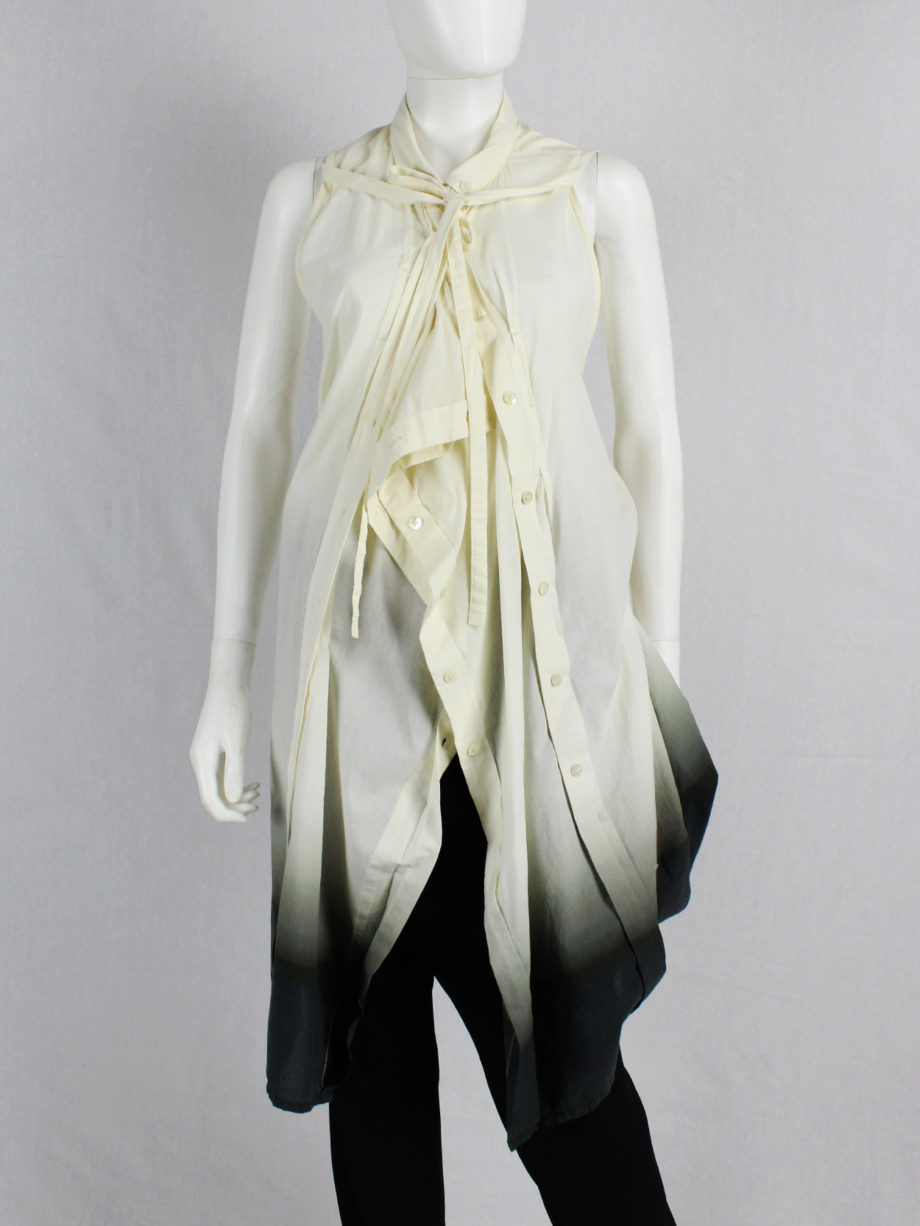 Ann Demeulemeester white and black ombre draped shirtdress with straps spring 2007 (15)