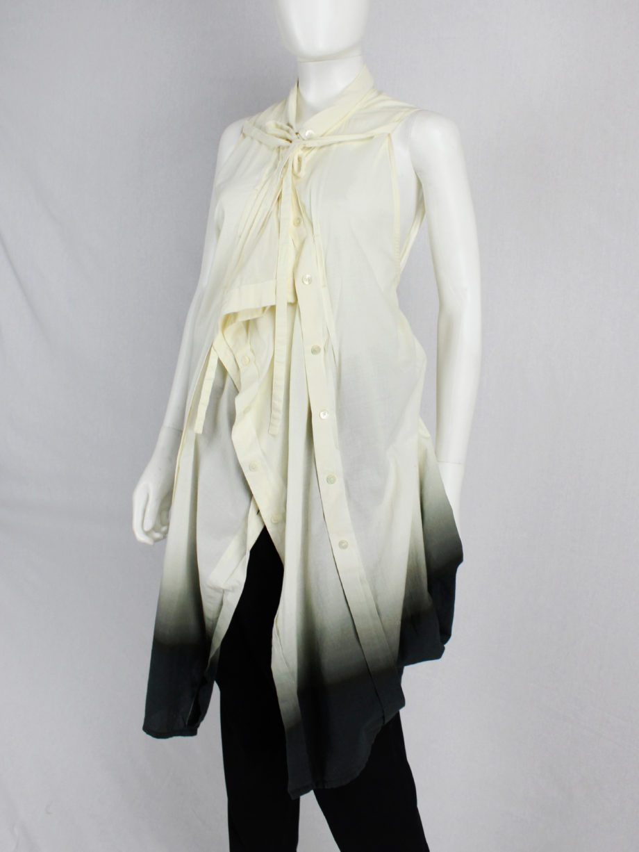 Ann Demeulemeester white and black ombre draped shirtdress with straps spring 2007 (16)