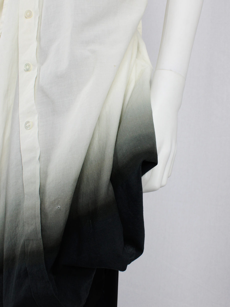 Ann Demeulemeester white and black ombre draped shirtdress with straps spring 2007 (17)