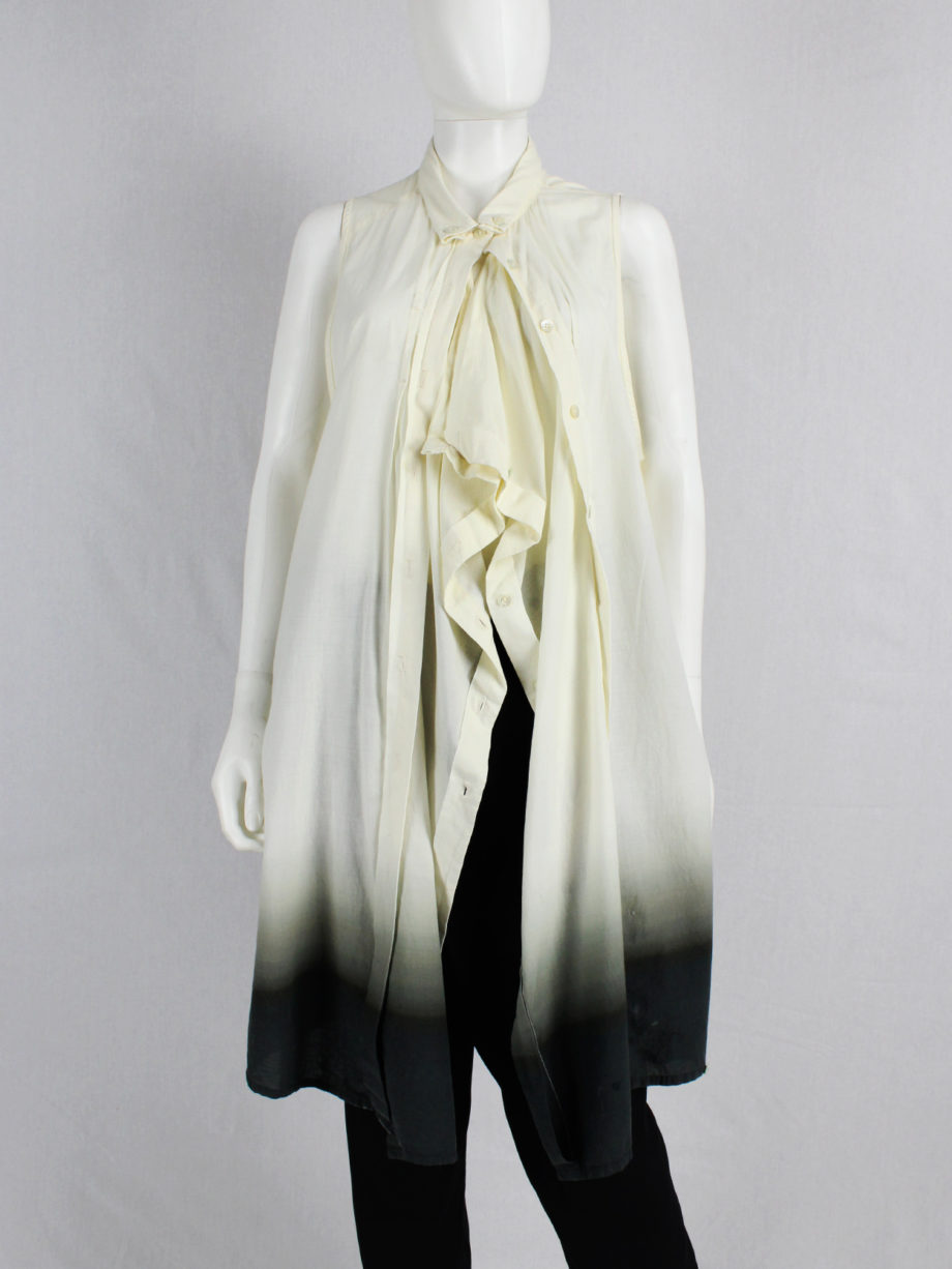 Ann Demeulemeester white and black ombre draped shirtdress with straps spring 2007 (2)