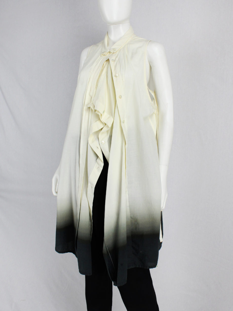 Ann Demeulemeester white and black ombre draped shirtdress with straps spring 2007 (3)
