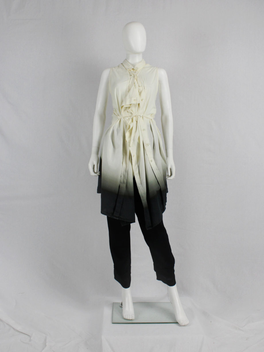 Ann Demeulemeester white and black ombre draped shirtdress with straps spring 2007 (5)