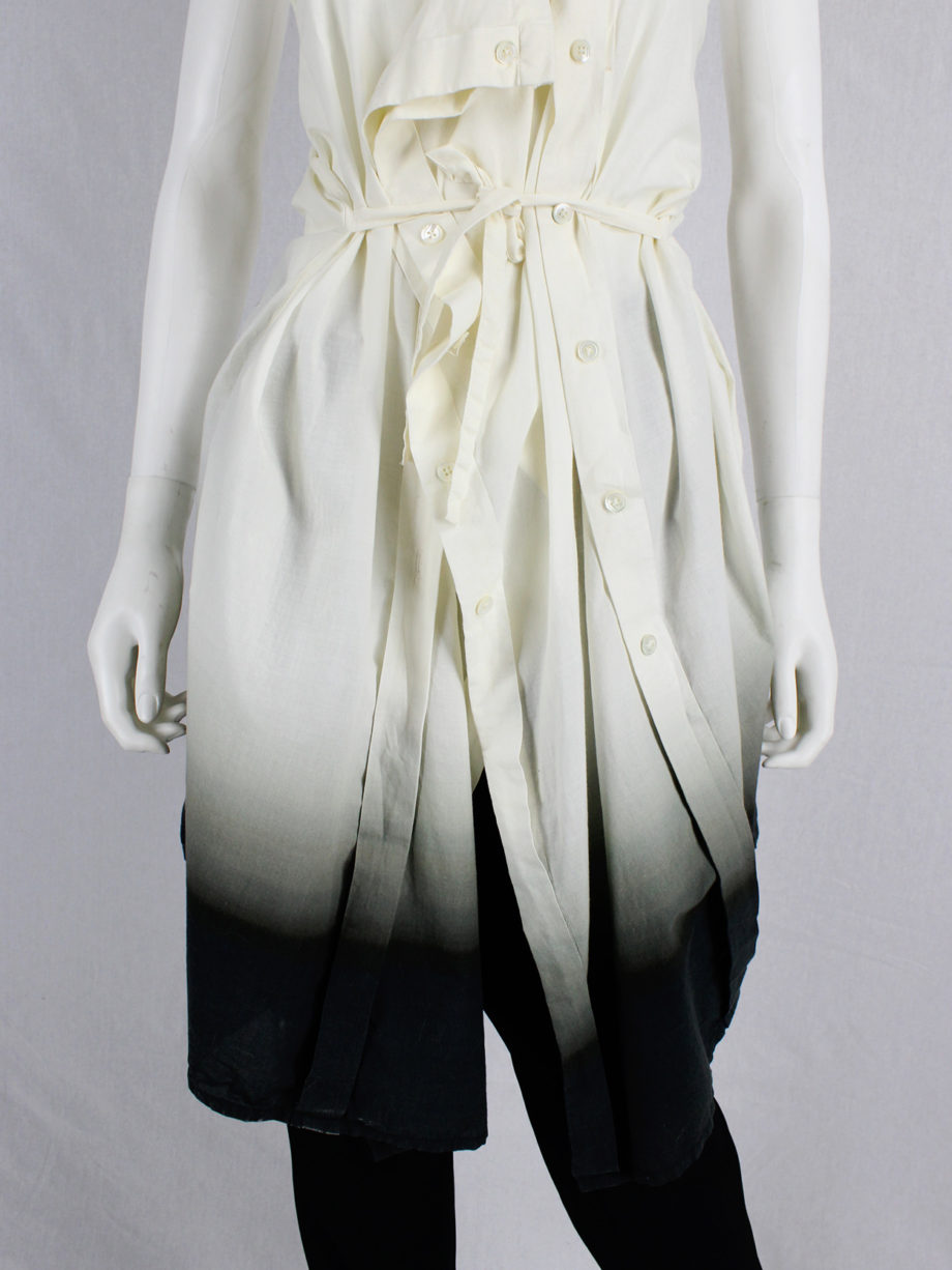 Ann Demeulemeester white and black ombre draped shirtdress with straps spring 2007 (7)
