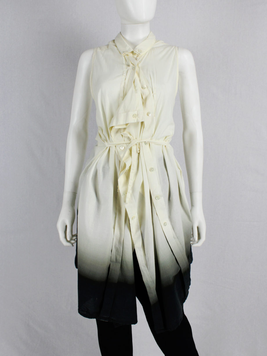 Ann Demeulemeester white and black ombre draped shirtdress with straps spring 2007 (8)