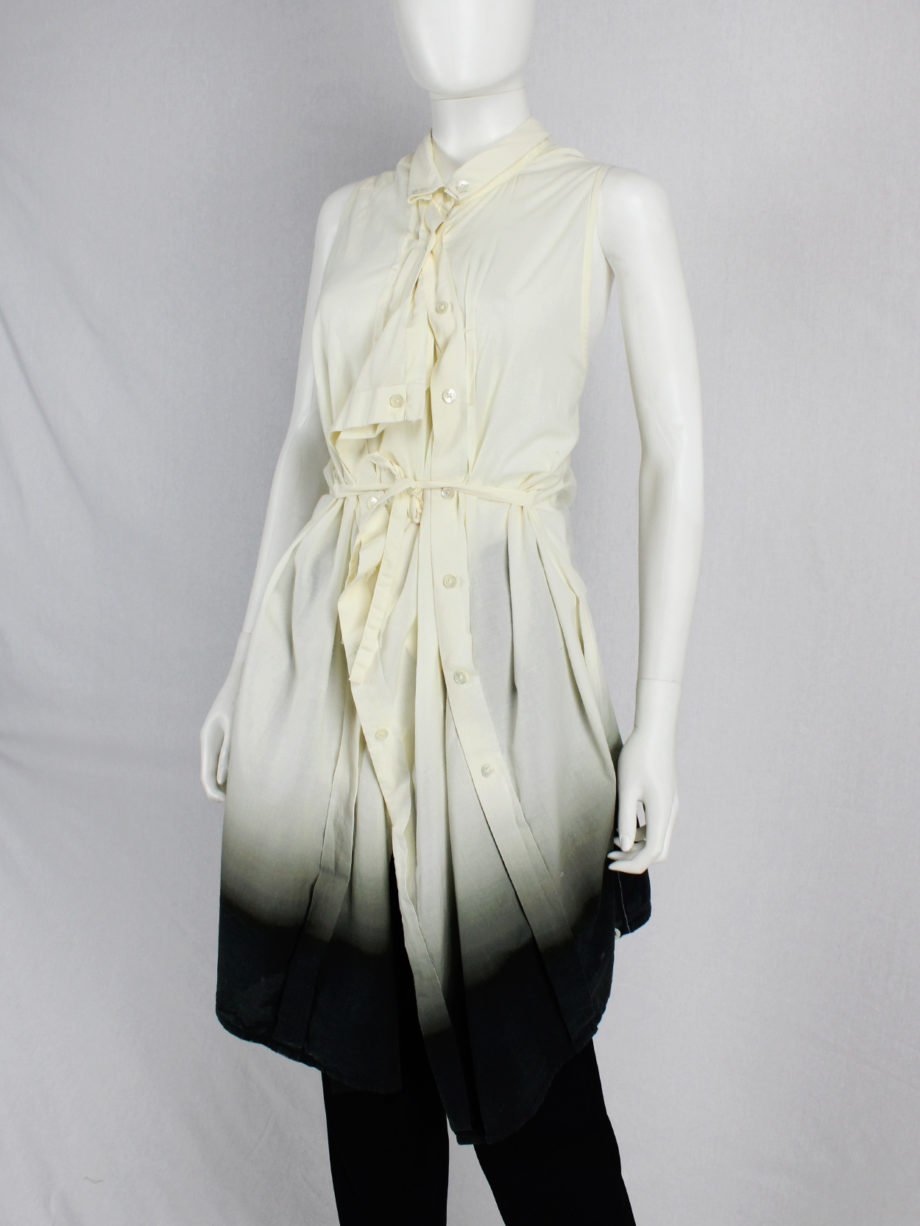 Ann Demeulemeester white and black ombre draped shirtdress with straps spring 2007 (9)