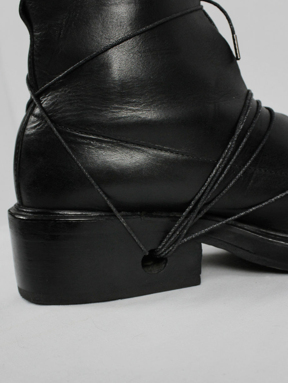 Dirk Bikkembergs black mountaineering boots with laces through the soles 1990s (12)