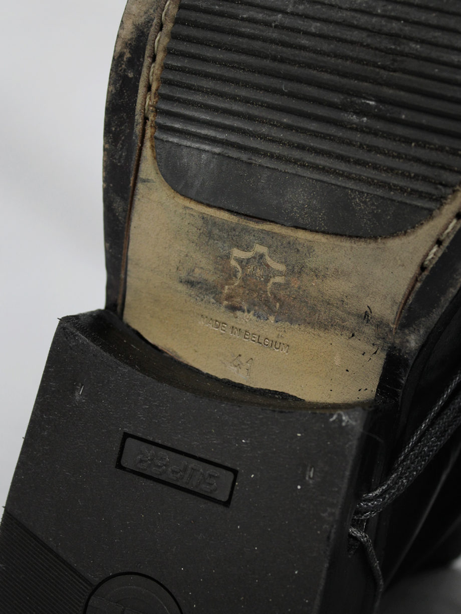 Dirk Bikkembergs black mountaineering boots with laces through the soles 1990s (18)