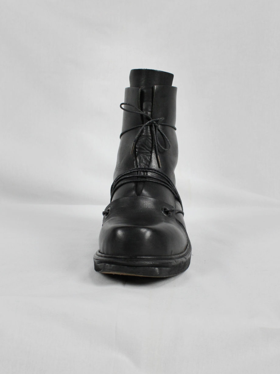 Dirk Bikkembergs black mountaineering boots with laces through the soles 1990s (4)