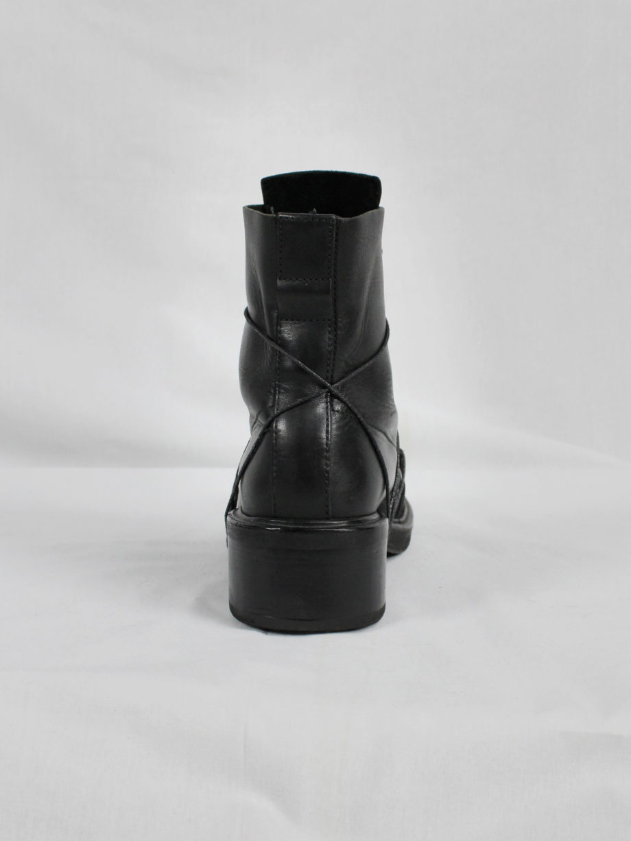 Dirk Bikkembergs black mountaineering boots with laces through the soles 1990s (8)