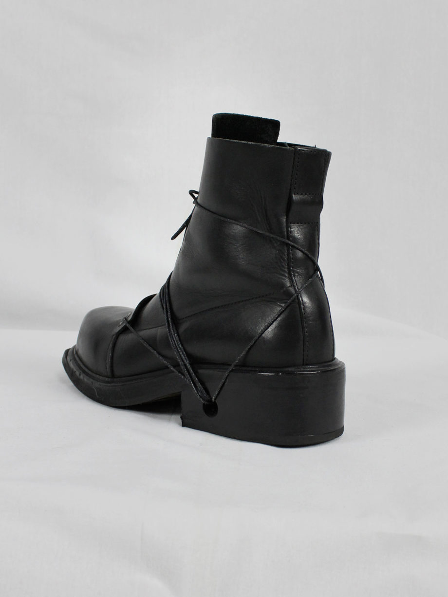Dirk Bikkembergs black mountaineering boots with laces through the soles 1990s (9)