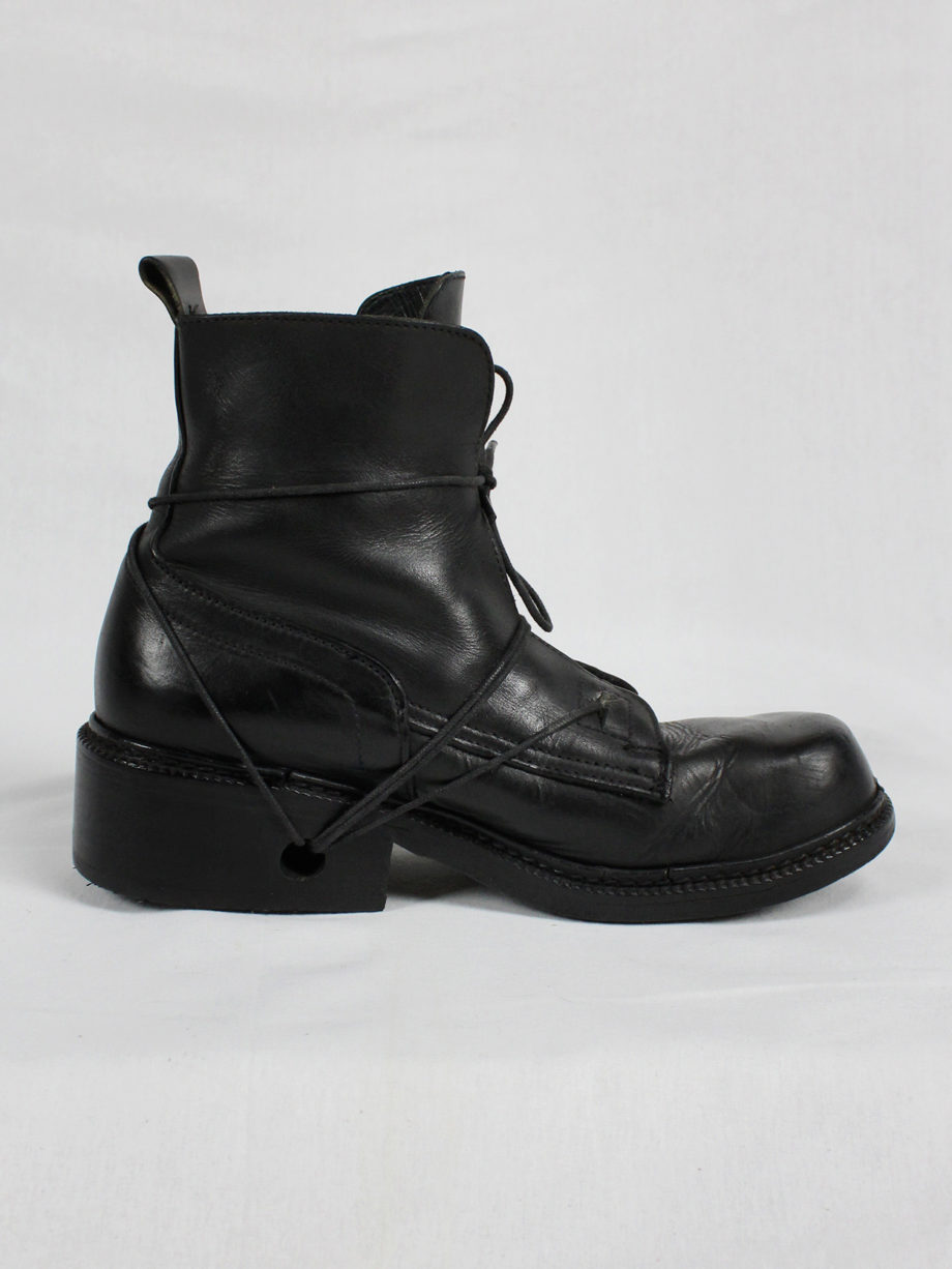 Dirk Bikkembergs black tall boots with laces through the soles (13)