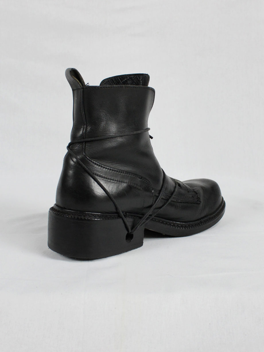 Dirk Bikkembergs black tall boots with laces through the soles (14)