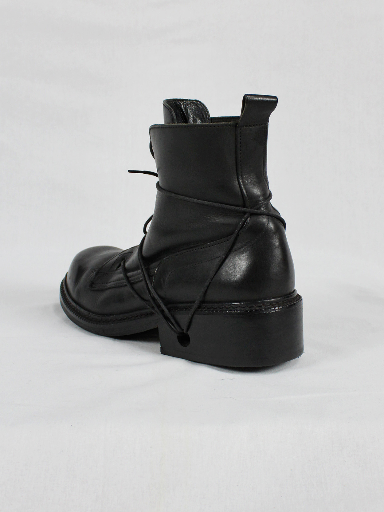 Dirk Bikkembergs black tall boots with laces through the soles (16)