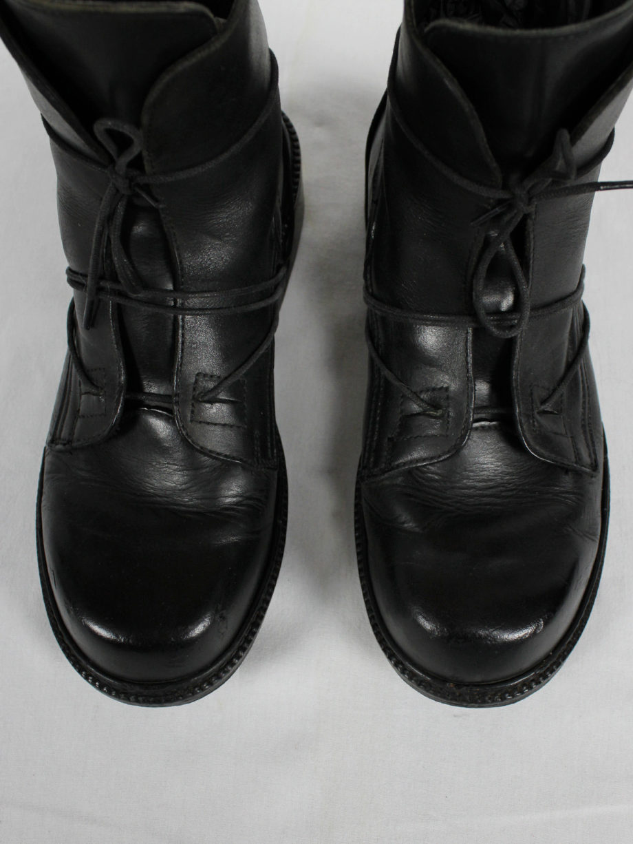 Dirk Bikkembergs black tall boots with laces through the soles (2)