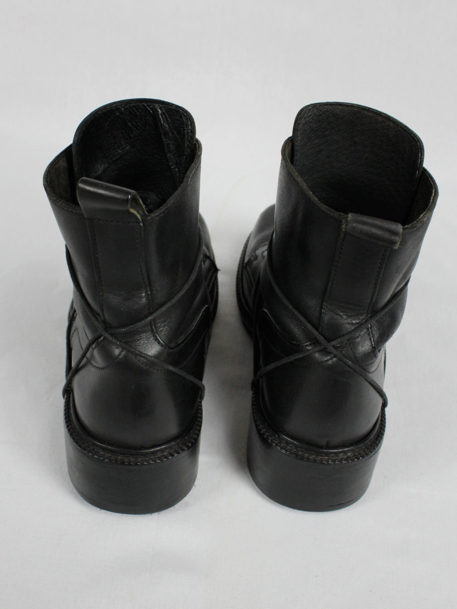 Dirk Bikkembergs black tall boots with laces through the soles (3)