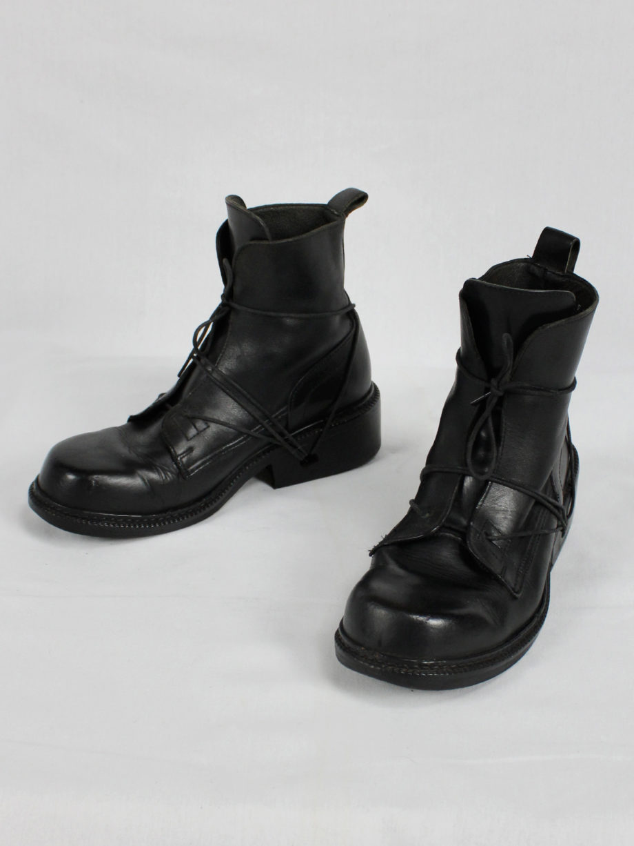 Dirk Bikkembergs black tall boots with laces through the soles (6)