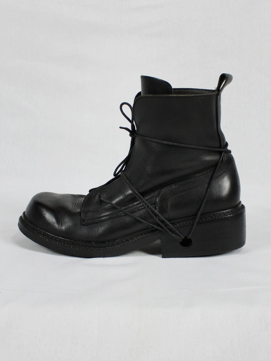 Dirk Bikkembergs black tall boots with laces through the soles (9)