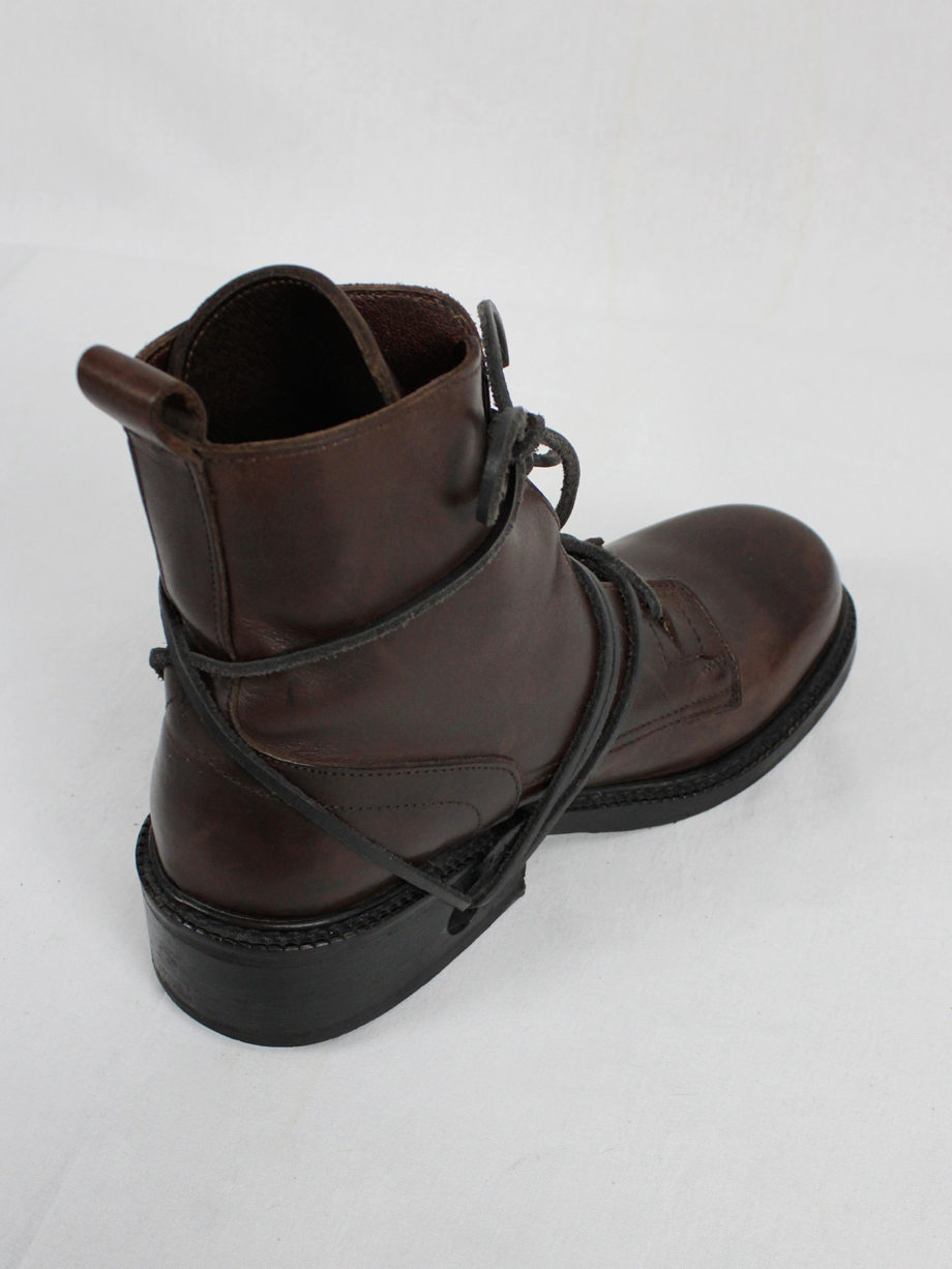 Dirk Bikkembergs brown tall boots with laces through the soles vaniitas (1)