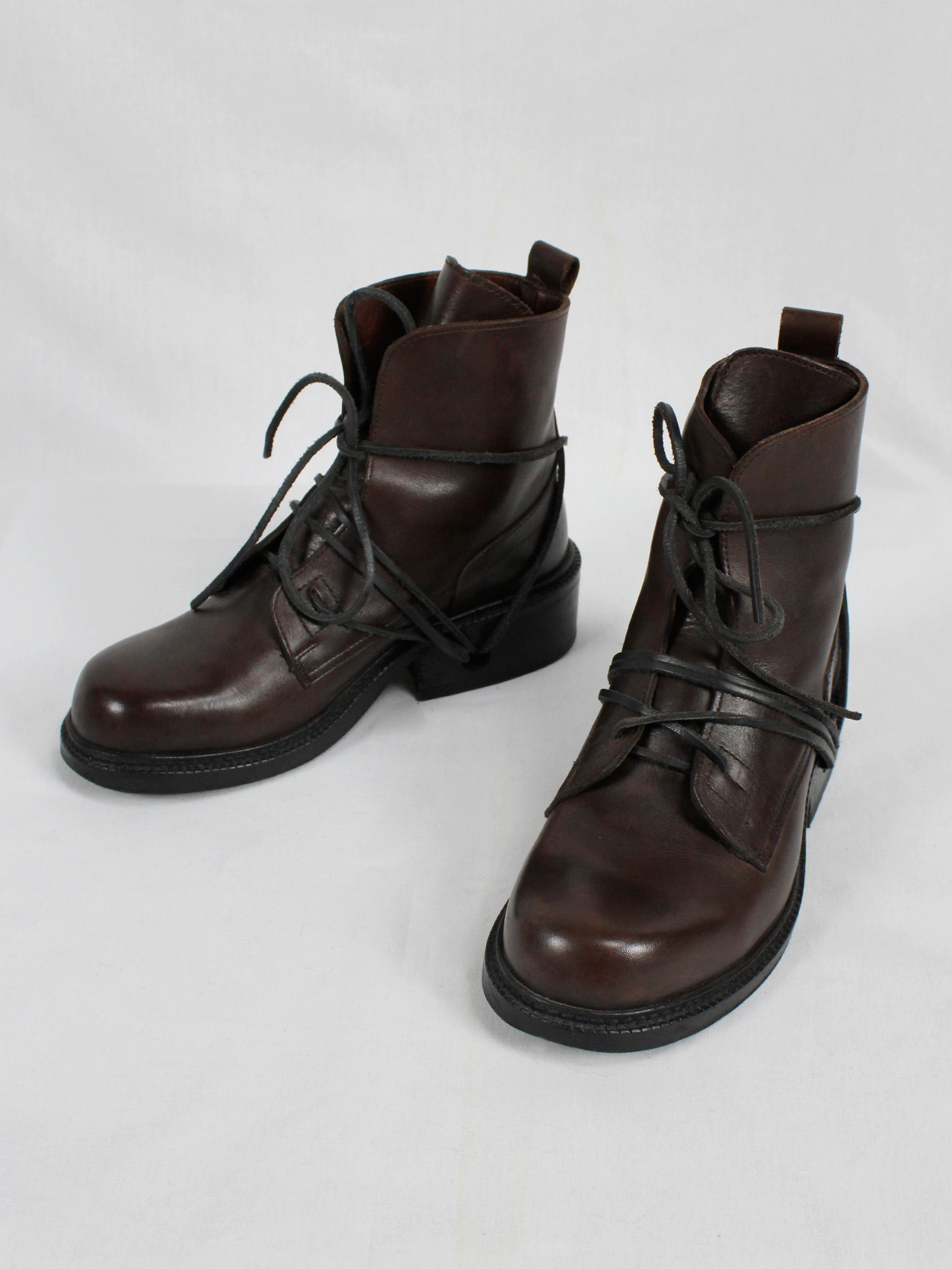 Dirk Bikkembergs brown tall boots with laces through the soles vaniitas (11)
