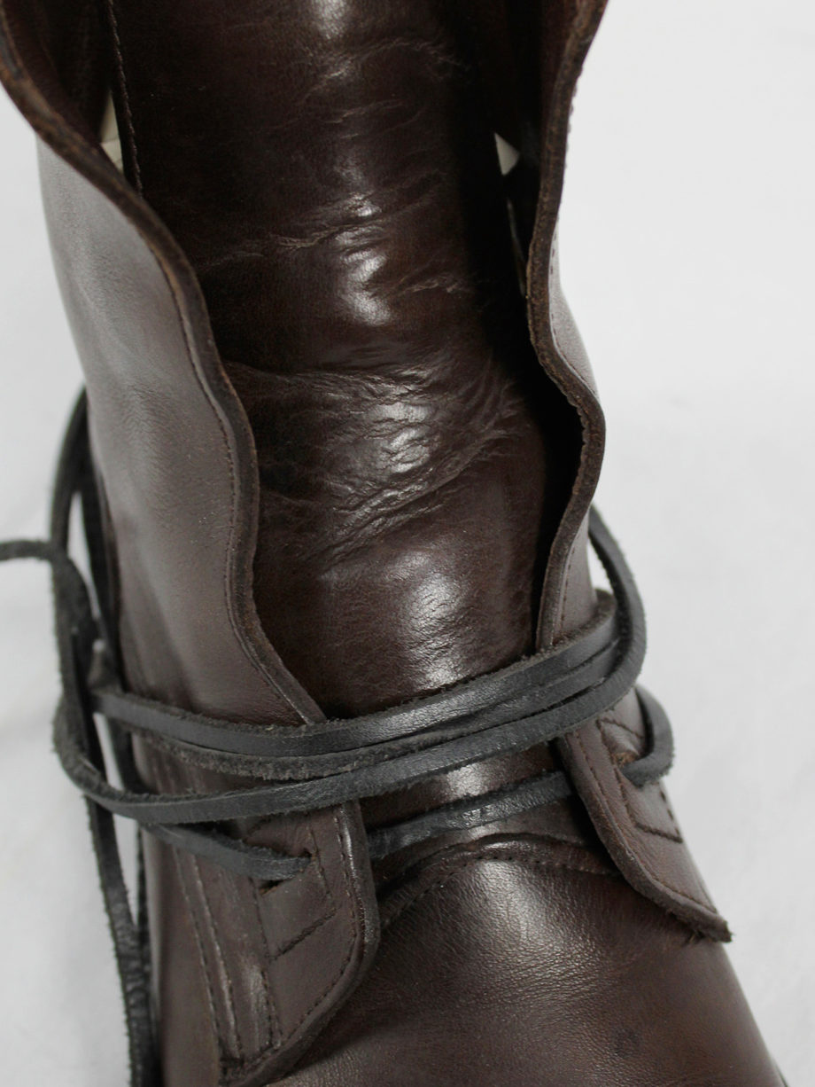 Dirk Bikkembergs brown tall boots with laces through the soles vaniitas (14)