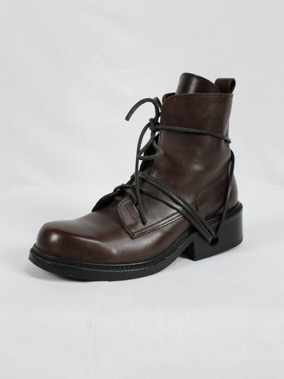 Dirk Bikkembergs brown tall boots with laces through the soles vaniitas (16)