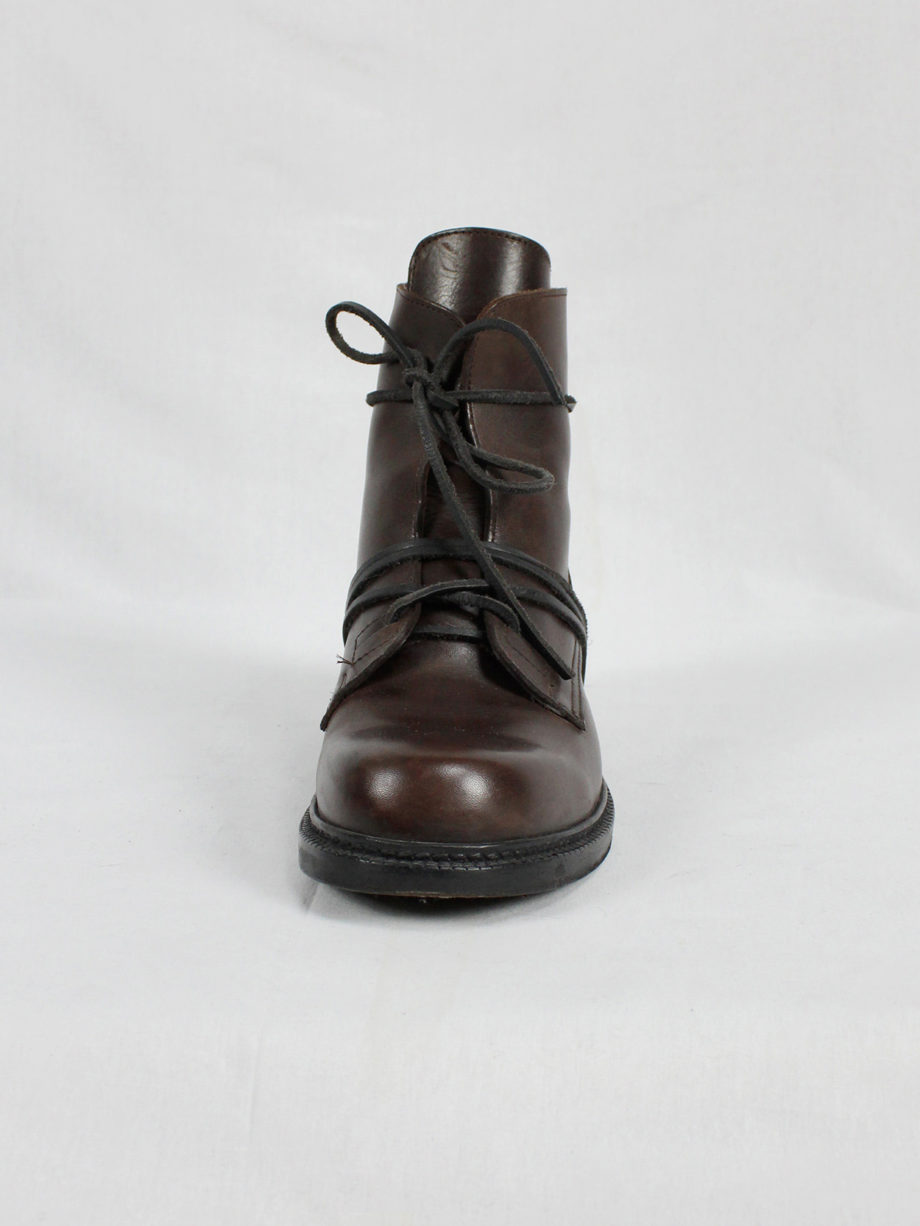 Dirk Bikkembergs brown tall boots with laces through the soles vaniitas (17)