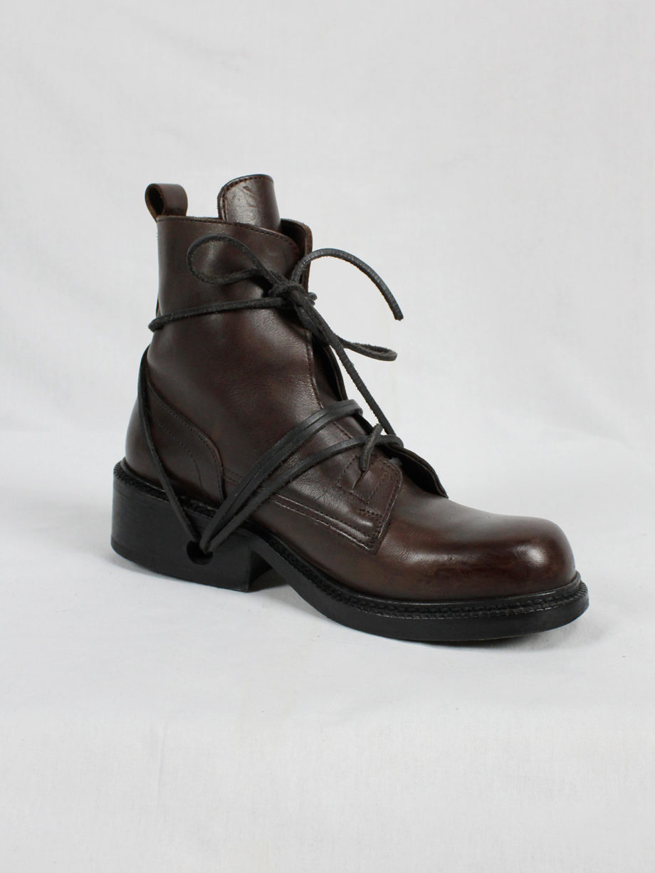 Dirk Bikkembergs brown tall boots with laces through the soles vaniitas (18)