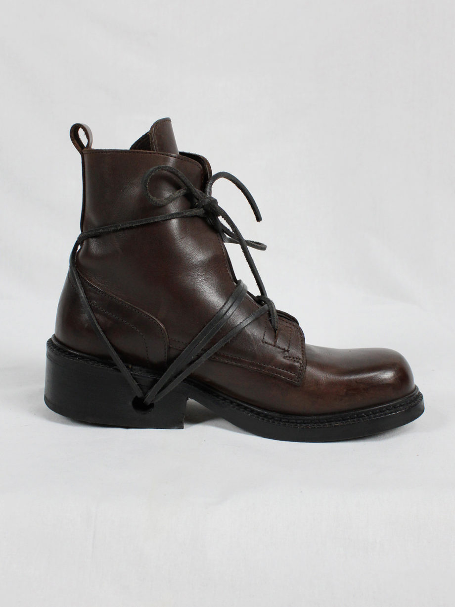 Dirk Bikkembergs brown tall boots with laces through the soles vaniitas (19)