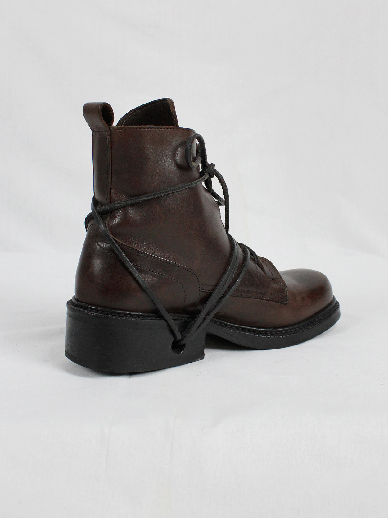 Dirk Bikkembergs brown tall boots with laces through the soles vaniitas (20)