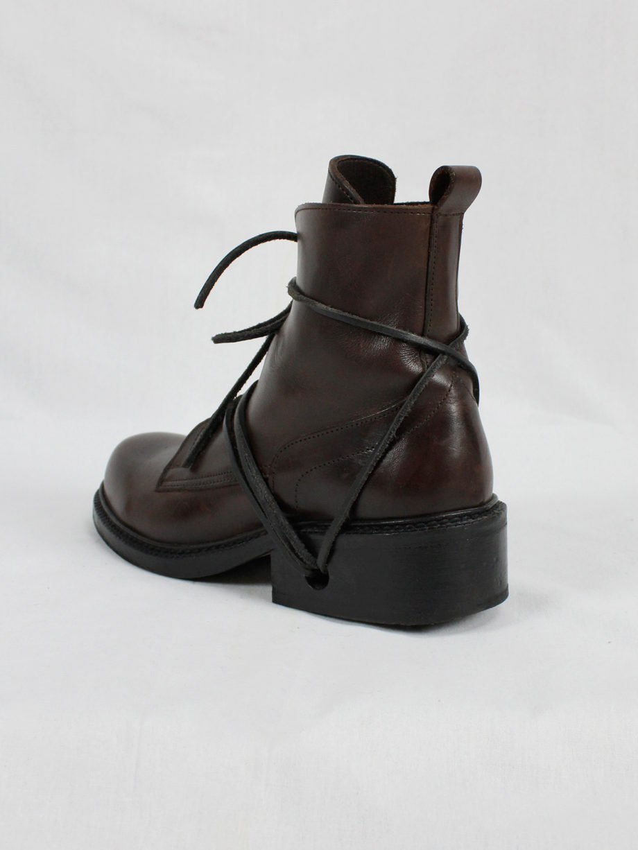 Dirk Bikkembergs brown tall boots with laces through the soles vaniitas (22)