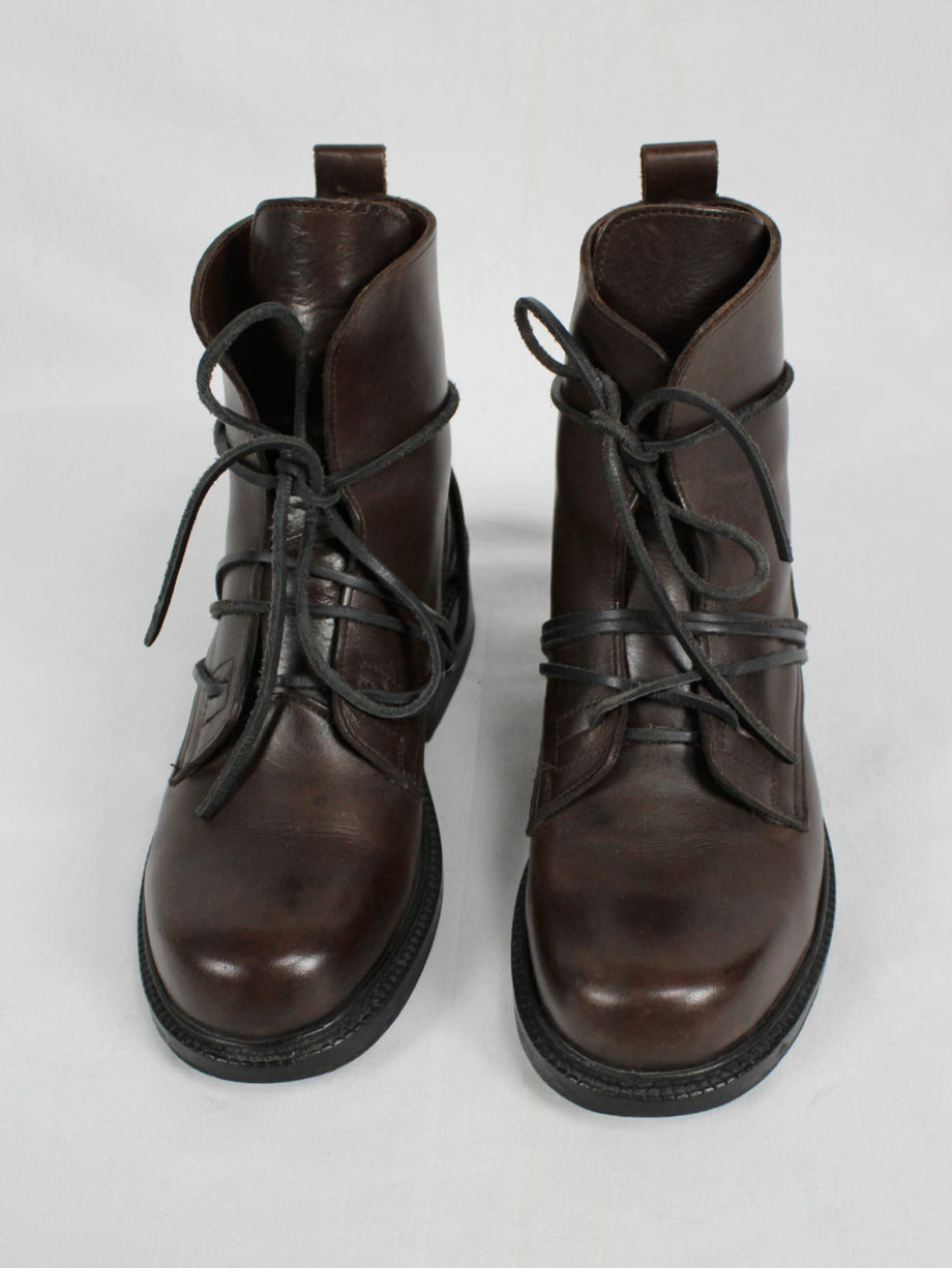 Dirk Bikkembergs brown tall boots with laces through the soles vaniitas (3)