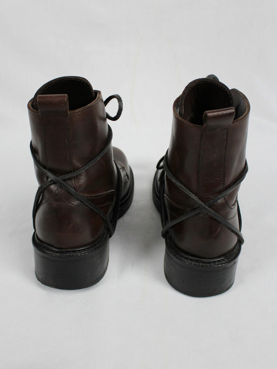 Dirk Bikkembergs brown tall boots with laces through the soles vaniitas (5)