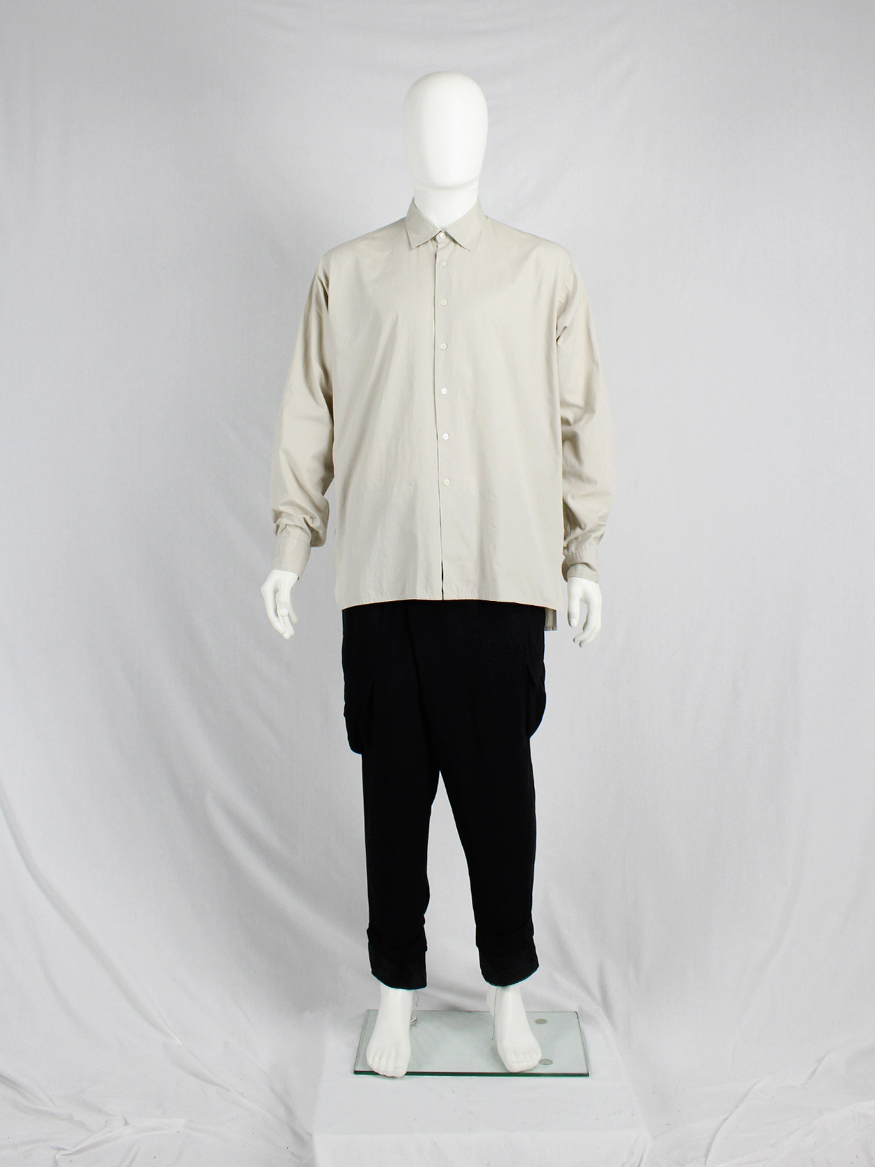 Dries Van Noten beige oversized shirt with straight fit (3)