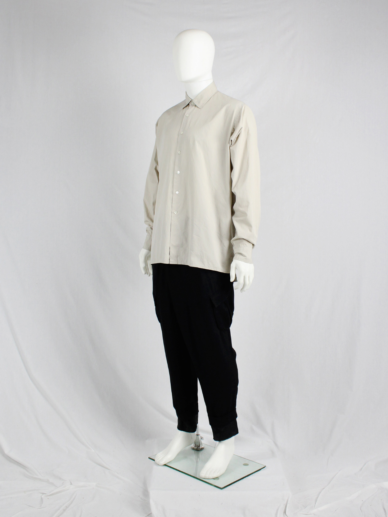 Dries Van Noten beige oversized shirt with straight fit (4)