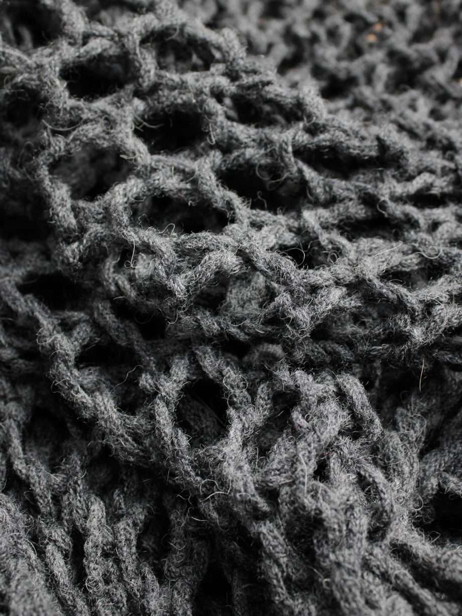 Dries Van Noten grey scarf in an oversized fishnet knit (12)