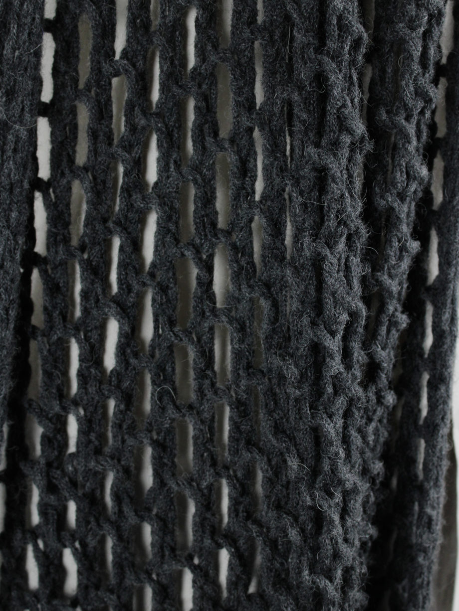 Dries Van Noten grey scarf in an oversized fishnet knit (7)