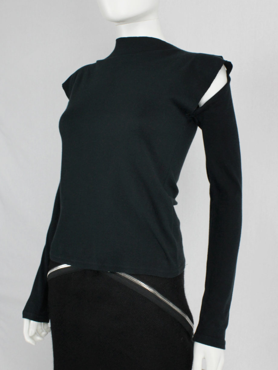 Maison Martin Margiela black jumper with square front and cold shoulder — fall 2001