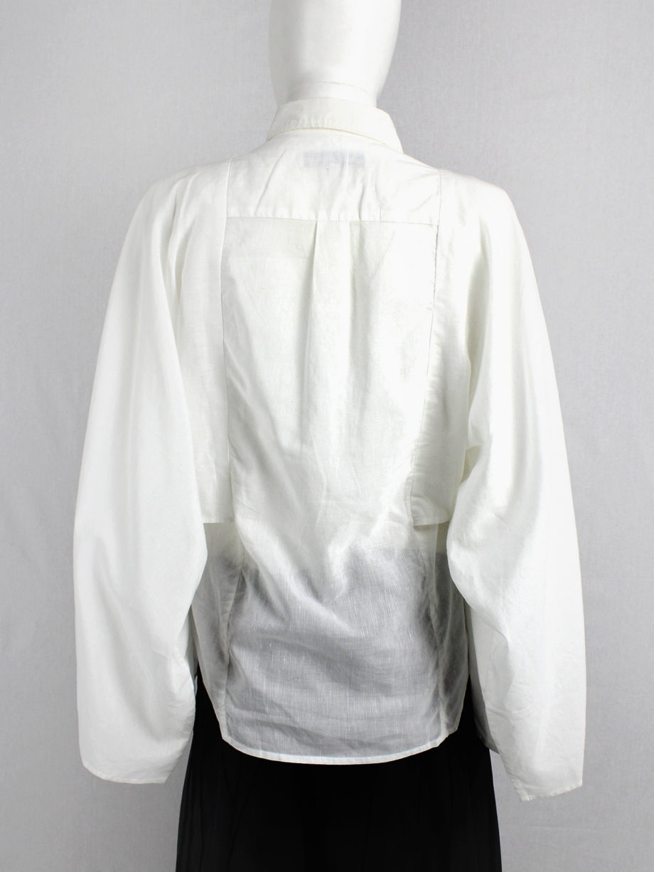 Veronique Branquinho white shirt with kimono sleeves and pleated bib (11)