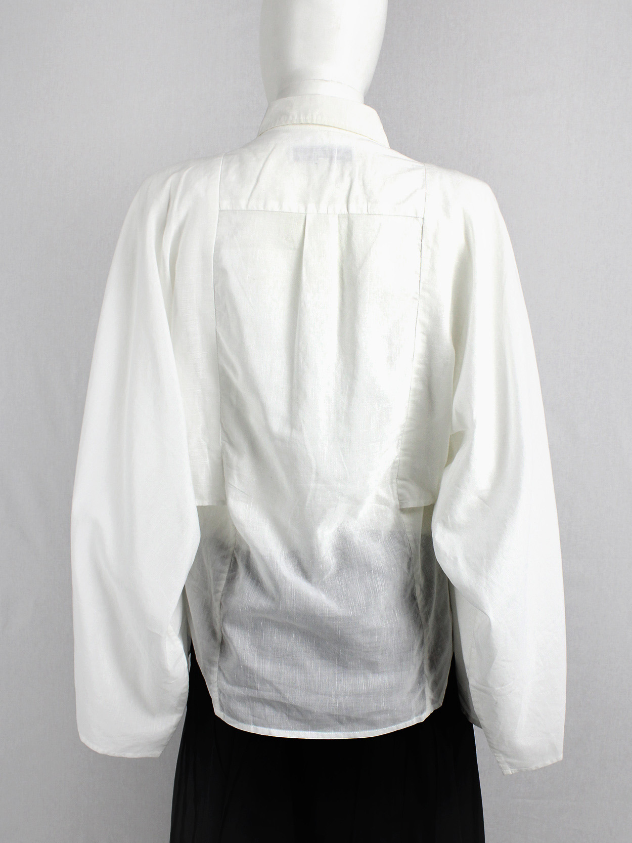 Veronique Branquinho white shirt with kimono sleeves and pleated bib ...
