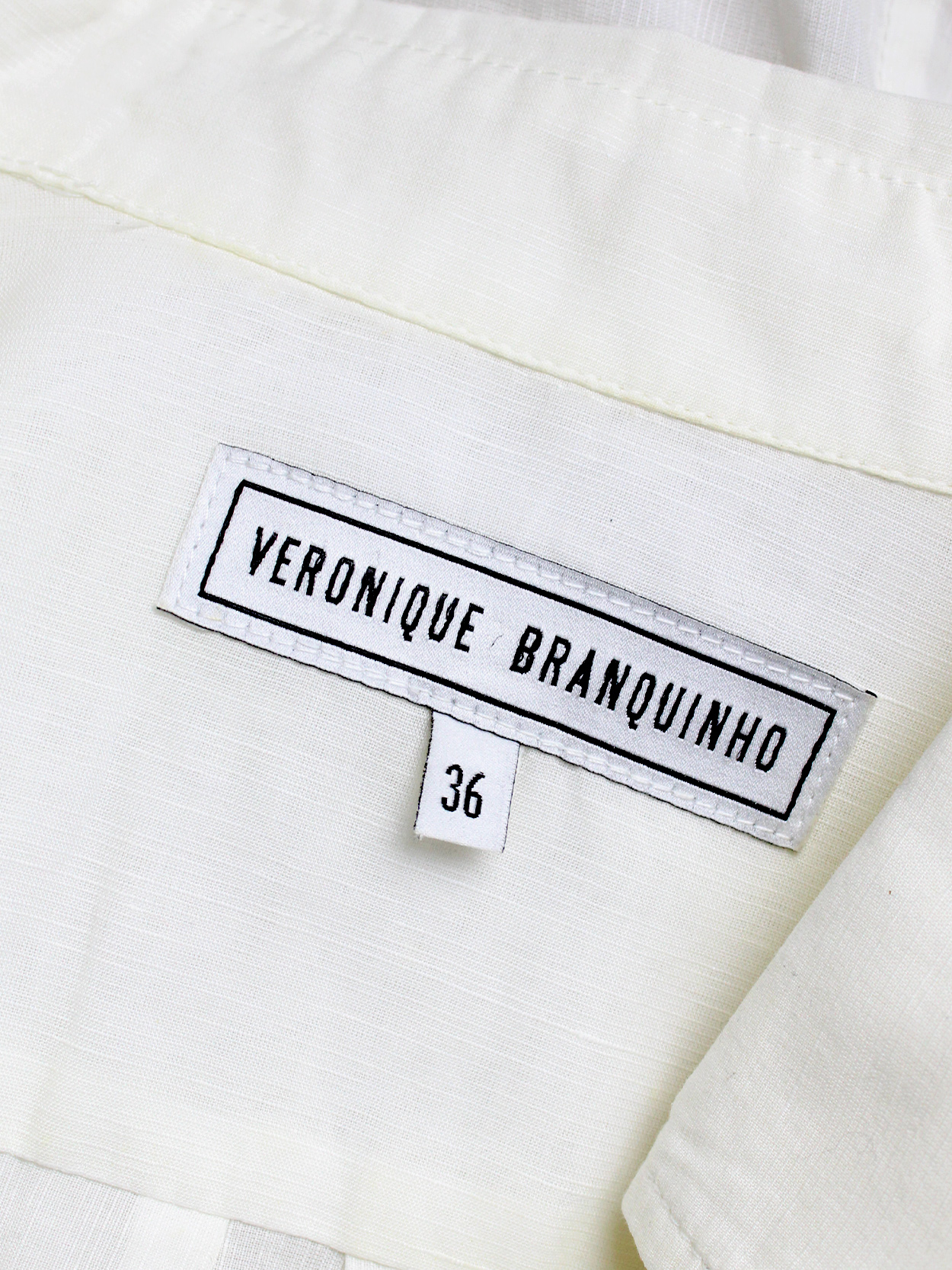 Veronique Branquinho white shirt with kimono sleeves and pleated bib (12)