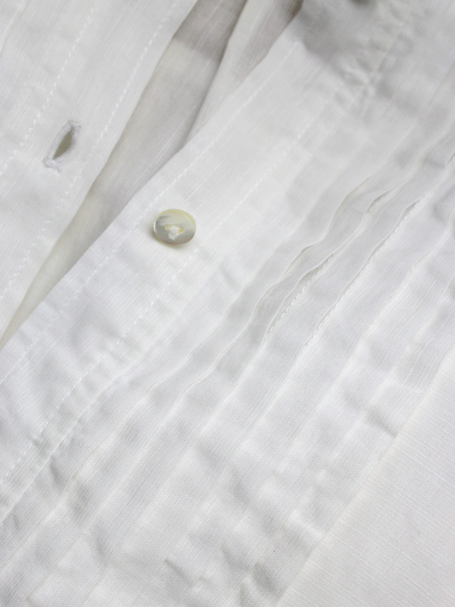 Veronique Branquinho white shirt with kimono sleeves and pleated bib (14)